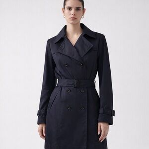 Allegri Navy Double-Breasted Trench Coat | Italian Luxury | NWOT